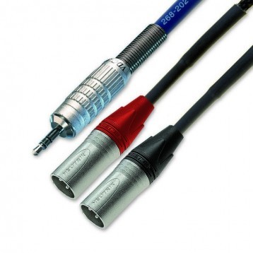 Heavy duty Van Damme stereo 3.5mm jack- 2 x male XLR cable (2m)