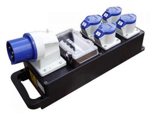 1 x 32a single phase- 4 x 16a single phase power distro (RCBOs on outputs)